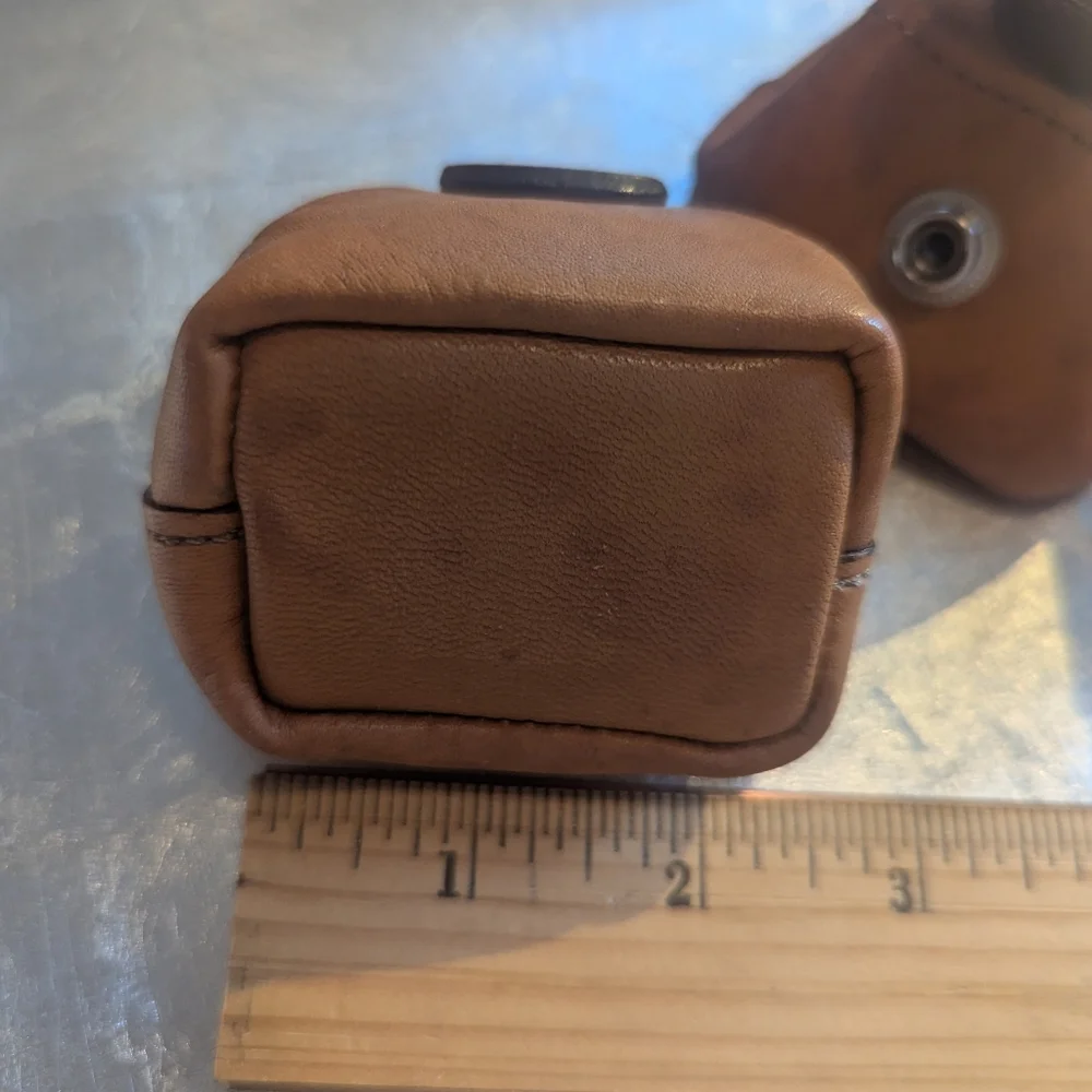 Brown Leather Pouch Set Coin Purse Small Things Jewelry Case